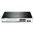 D-Link Commutateur intelligent Gigabit PoE à 10 ports DGS-1210-10P avec 2 ports combinés SFP-PoE sur 8 des 10 ports Gigabit, offrant jusquâ€™à 78 W de bilan énergétique