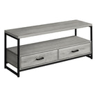 Monarch Specialties - 2871 Meuble Tv - 48 po L/Gris/Metal Noir-Meuble pour téléviseur de 48 pouces dans une finition d'aspect bois gris avec un cadre en métal noir pouvant accueillir la plupart des téléviseurs lorsqu'il est centré sur la tablette supérieure