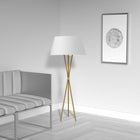 Dainolite - Lampe sur pied à incandescence transitionnelle Gabriela, 1 lumière, laiton vieilli avec abat-jour blanc-Métal
