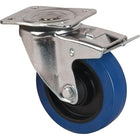 Kleton - Roulette Bleue, Pivotant Avec Frein, 5po (127 Mm), Caoutchouc, 400 Lb (181 Kg), paquet de 5-Dia. des trous de boulon 3/8po (9,52 mm)