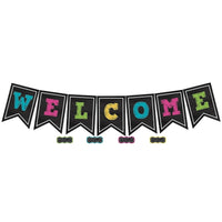Ressources créées par l'enseignant Chalkboard Brights Pennants Welcome, 96 Pack-Utilisez des lettres GÉANTES pour créer un panneau de bienvenue que personne ne peut manquer !