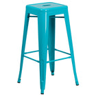 Tabouret de bar sans dossier de 30 po, intérieur/extérieur, bleu sarcelle brillant (ET-BT3503-30-CB-GG)-Tabouret moderne empilable de style industriel