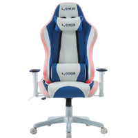 Brassex - Chaise de Jeu Baron - Blanc/Bleu-Hauteur réglable avec vérin hydraulique de 100 mm
