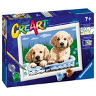 Ravensburger - CreArt Peinture par numéros chiots mignons série E-Bienfaits pédagogiques: CreArt améliore la coordination œil-main et les aptitudes cognitives, comme la résolution de problèmes et l'orientation spatiale. 