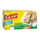 Glad - Sacs de rangement sandwich à fermeture eclair, Paquet de 200-Sacs à glissiere pour sandwichs