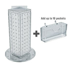 Azar Displays – Présentoir de cartes cadeau à 4 côtés perforés, base tournante, 4 L x 12 H x 4 P (po), transparent (700229-CLR)-Comprend 16 pochettes pour cartes-cadeaux standards et une bande pour affiche en acrylique et se tient sur une base rotative ronde de 9 po