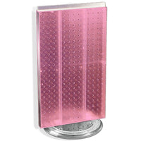 Azar Displays – Présentoir de comptoir à panneaux perforés sur 2 côtés, 22 x 13,5 po, rose translucide (700513-PNK)-Le présentoir à deux côtés repose une base rotative en plastique transparent, qui offre un accès facilité aux clients