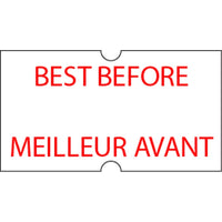 Motex – Étiquettes 5500 « Best Before », 7/8 x 7/16 po, blanc, lettrage rouge, 10/rouleaux (38-1252-BEST)-Étiquettes pour pistolet étiqueteur