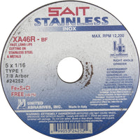 United Abrasives - Meule À Tronçonner Sans Contaminant Za46R, 15po x 1/16po, Arbre De 7/8po, paquet de 36-Matériau abrasif Oxyde d'aluminium