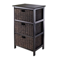 Winsome – Tablette de rangement Omaha avec 3 paniers pliables, noir-Tablette de rangement Omaha, simple avec beaucoup d’espace de rangement et paniers pliables.