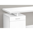 Monarch Specialties - 7760 Bureau 48 po L - Blanc Orientation Gauche Ou Droite-Poignées de tiroir, support de bureau et pied en métal robuste en forme de U finis en blanc assortie