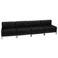 Flash Furniture – Ensemble de sièges Hercules Imagination avec 4 fauteuils de centre, noir-Revêtement en cuir souple noir