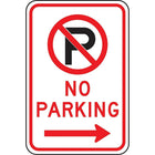 Panneau de stationnement, « No Parking », avec pictogramme et flèche droite, SAX517-Langue : anglais