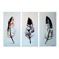 Designart – Imprimé sur toile, Plumes d'oiseau, 3 panneaux, 36 po x 28 po, (PT1163-3P)-Imprimé