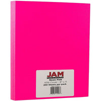JAM Paper Papier cartonné Neon Cromatica, fini vélin, 8-1/2 x 11 po, rose fluorescent, 250 feuilles/rame-rose