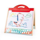 Hape - Chevalet de table-Livré avec 1 gomme pour tableau noir, 2 marqueurs magnétiques pour tableau blanc avec gomme, 12 craies de couleur et un porte-craie