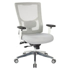 Fauteuil de direction Pro-Line II à dossier élevé et ajustable, au siège rembourré, mailles blanches -blanc avec siège rembourré gris