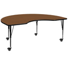 Flash Furniture – Table mobile haricot, surface 48 x 96 x 1,25po, hauteur ajustable préscolaire, chêne (XUA4896KIDOKHPC)-Chêne/fini chromé, placage en stratifié, acier