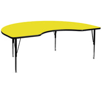 Flash Furniture – Table d’activités, haricot, 48 x 72 po, stratifié haute pression 1,25 po, pattes préscolaires réglables, jaune-Stratifié jaune