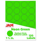 JAM Paper Sceaux autocollants ronds, 1 2/3 po dia., vert néon, 120/paquet-Étiquettes en cercle