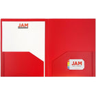 JAM Paper Chemise de présentation 2 pochettes, plastique robuste, 9 x 12 po, rouge, 12/paq.-2 pochettes