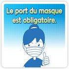 Eddie's - Masque facial requis - autocollant de distanciation sociale, 7,50 "x 7,50", vinyle-Des graphiques et des messages faciles à comprendre