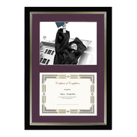 St. James – Cadre double pour certificat/diplôme, 23 1/4 po x 16 1/4 po, noir avec passe-partout bourgogne pour 8 1/2 x 11 po-Pour afficher tout papier de format lettre (8,5 x 11) : documents, certificats, diplômes et photos
