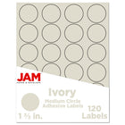 JAM Paper - Joints d'autocollants pour étiquettes circulaires - 1 2/3 po de diamètre - Ivoire - Paquet de 120-Emballage anglais seulement