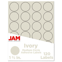 JAM Paper - Joints d'autocollants pour étiquettes circulaires - 1 2/3 po de diamètre - Ivoire - Paquet de 120-Emballage anglais seulement