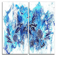 Designart – Art imprimé sur toile, fleurs bleu électrique, 40 larg. x 40 haut. (po), 2 panneaux (PT3410-1-40-40)-Impression
