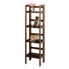 Winsome – Étagère pliante à 4 niveaux, étroite, fini noyer antique-Étagère de style échelle avec tablettes rectangulaires robustes et fiables et rails soutenant l’arrière