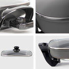 Kenmore - Poêle électrique antiadhésive avec couvercle - 12 po x 12 po - noir et gris-L'element chauffant de 1350 W permet de chauffer rapidement et uniformement