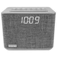 iHome – Radio réveil FM Bluetooth, gris (iBT232GC)-Tissu acoustique tendance offrant une allure contemporaine nette