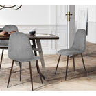 FurnitureR - Chaise de salle manger grise, ensemble de 4, CHARLTON-8