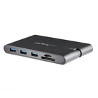 StarTech® – Adaptateur multiport USB-C avec HDMI et VGA, 3 x USB 3.0, SD, PD 3.0 -Ajoutez une sortie vidéo, trois ports USB 3.0, des lecteurs de cartes SD/microSD et un port GbE à votre ordinateur portable via un seul port USB-C. Étendez la connectivité de votre MacBook Pro ou de votre ordinateur portatif Windows USB-C en connectant un moniteur HDMI 4K ou VGA. Alimentez l'adaptateur et votre ordinateur portable en même temps, à l'aide de l'adaptateur d'alimentation USB-C de votre ordinateur portable (prend 
