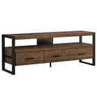 Monarch Specialties - 2820 Meuble Tv - 60 po L/Faux Bois Brun/3 Tiroirs-Une étagère ouverte idéal pour les unités audiovisuelles