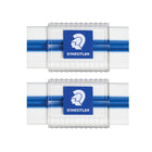 Staedtler - Gomme triangulaire bicolore sans PVC - paquet de 2-Étui coulissant en plastique