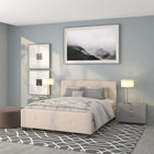 Flash Furniture - Grand lit plateforme tapissier capitonné Tribeca - tissu beige-Revêtement en tissu beige