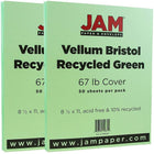 JAM Paper Papier cartonné bristol, fini vélin, 8 1/2 x 11 po, vert, paquet de 100-Vert