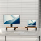 ShoppingAll - Support et rehausseur pour double moniteur - Noyer-Garantie fabricant limitée de 1 an