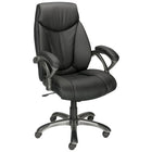 Staples  - Fauteuil de direction à dossier élevé, cuir reconstitué-Accoudoirs rembourrés fixes