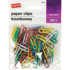 Staples - Trombones standard recouverts de vinyle, couleurs variées, paquet de 100-Le vinyle les fait glisser facilement sur le papier