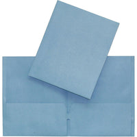 Porte-document à deux pochettes Hilroy, format lettre, bleu pâle-Couverture en papier similicuir bleu pâle. Couleur solide à l'extérieur et à l'intérieur.