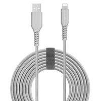 Powerology - Câble de recharge Certifié Apple MFi Câble de recharge et de synchronisation tressé Lightning de 6 pieds - Argent-Test de flexion (plus de 1000 fois)