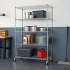 Étagère à tablettes grillagées à 5 niveaux TRINITY EcoStorage, Chrome (TBFZ-0915)-5 tablettes de qualité commerciale de 122 cm de larg. x 61 cm de prof. (48 po de larg. x 24 po de prof.) chacune