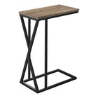 Monarch Specialties - 3249 Table D'Appoint - 25 po H/Taupe Fonce/Metal Noir-Table d'appoint en forme de C avec une base qui peut être glissée sous les canapés pour plus de commodité