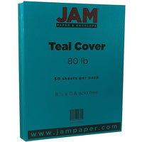 JAM Paper, Papier cartonné mat, 8,5 x 11 po, 100 lb, bleu sarcelle, 50/paquet (1524384)-Bleu sarcelle