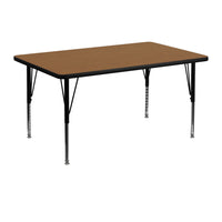 Flash Furniture – Table d’activités rectang., 30 larg. x 48 long., dessus thermofusionné, pattes préscolaires réglables, chêne-Chêne laminé