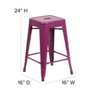 Tabouret de comptoir sans dossier de 24 po, intérieur/extérieur, violet (ET-BT3503-24-PUR-GG)-5