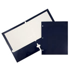 JAM Paper – Chemises scolaires à 3 trous et à 2 pochettes, plastifiée et lustrée, bleu marine, 100/paquet (385GHPnab)-Bleu